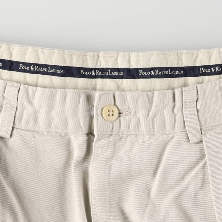 Ralph Lauren Polo Ralph Lauren Two-pleat Chino Pants, Made in USA, Men's, Size W34 cotton Beige type Vintage Second Hand