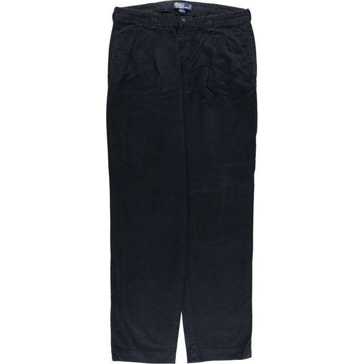 Ralph Lauren POLO by Ralph Lauren CHATFIELD PANT, two-pleat chino pants, men's size W35. cotton black type Vintage Second Hand