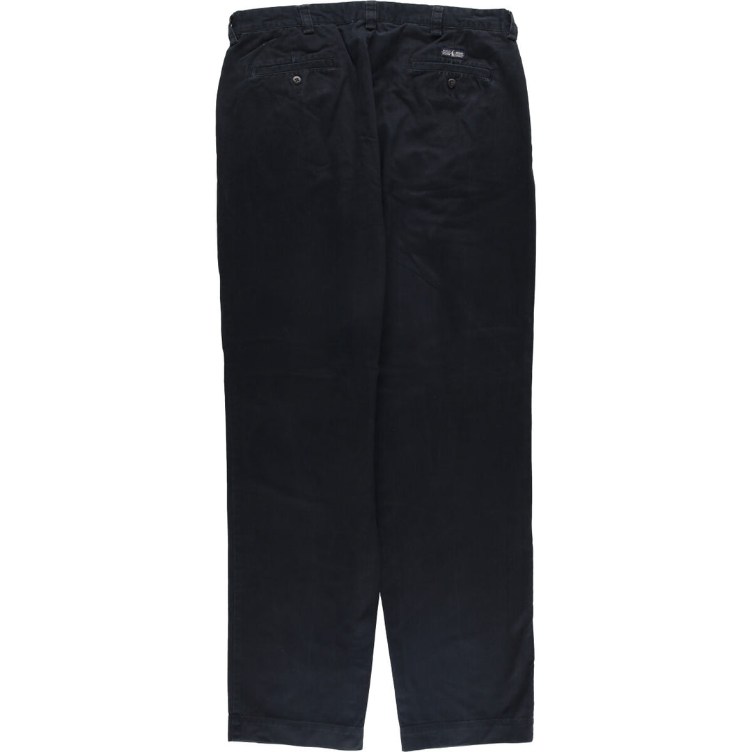 Ralph Lauren POLO by Ralph Lauren CHATFIELD PANT, two-pleat chino pants, men's size W35. cotton black type Vintage Second Hand