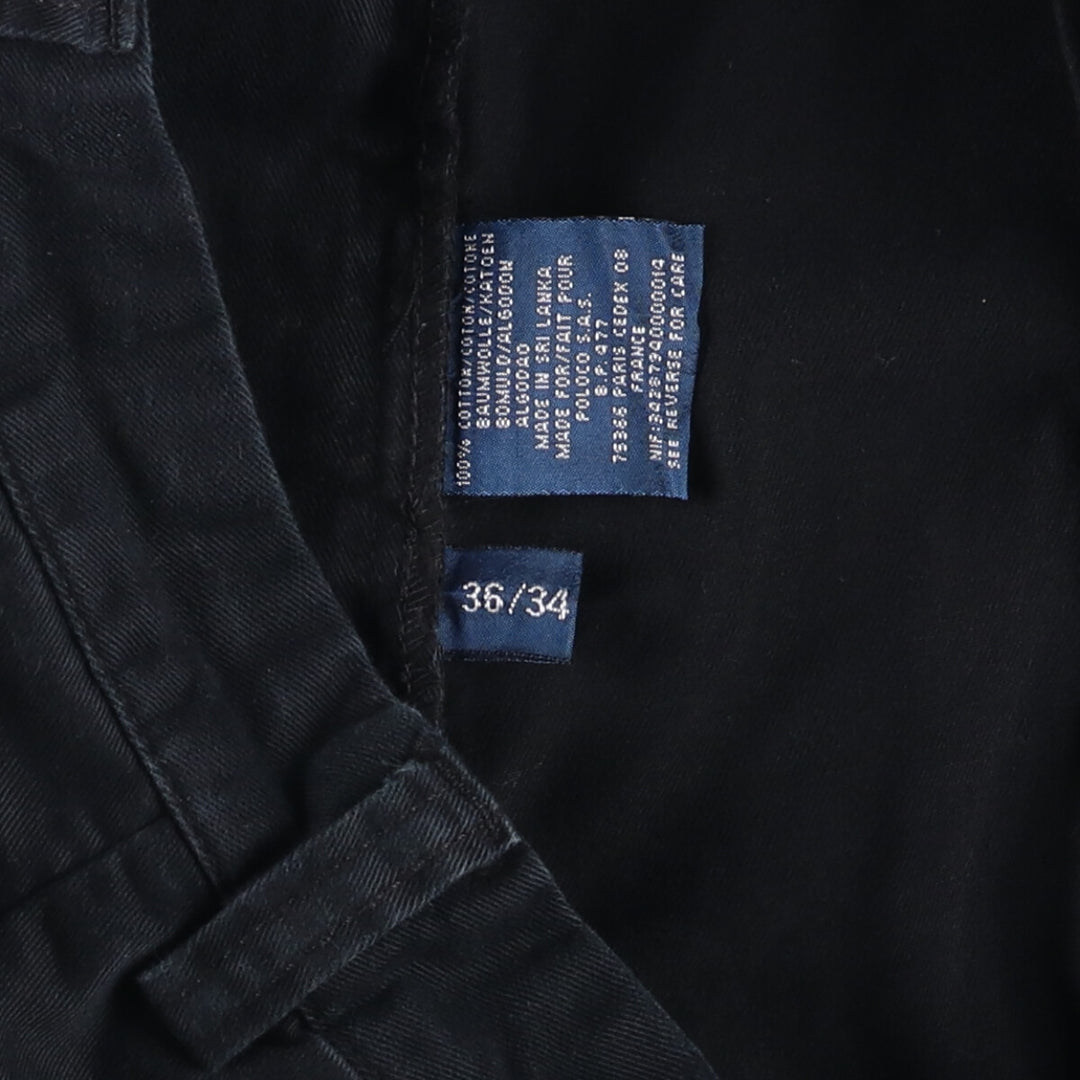 Ralph Lauren POLO by Ralph Lauren CHATFIELD PANT, two-pleat chino pants, men's size W35. cotton black type Vintage Second Hand