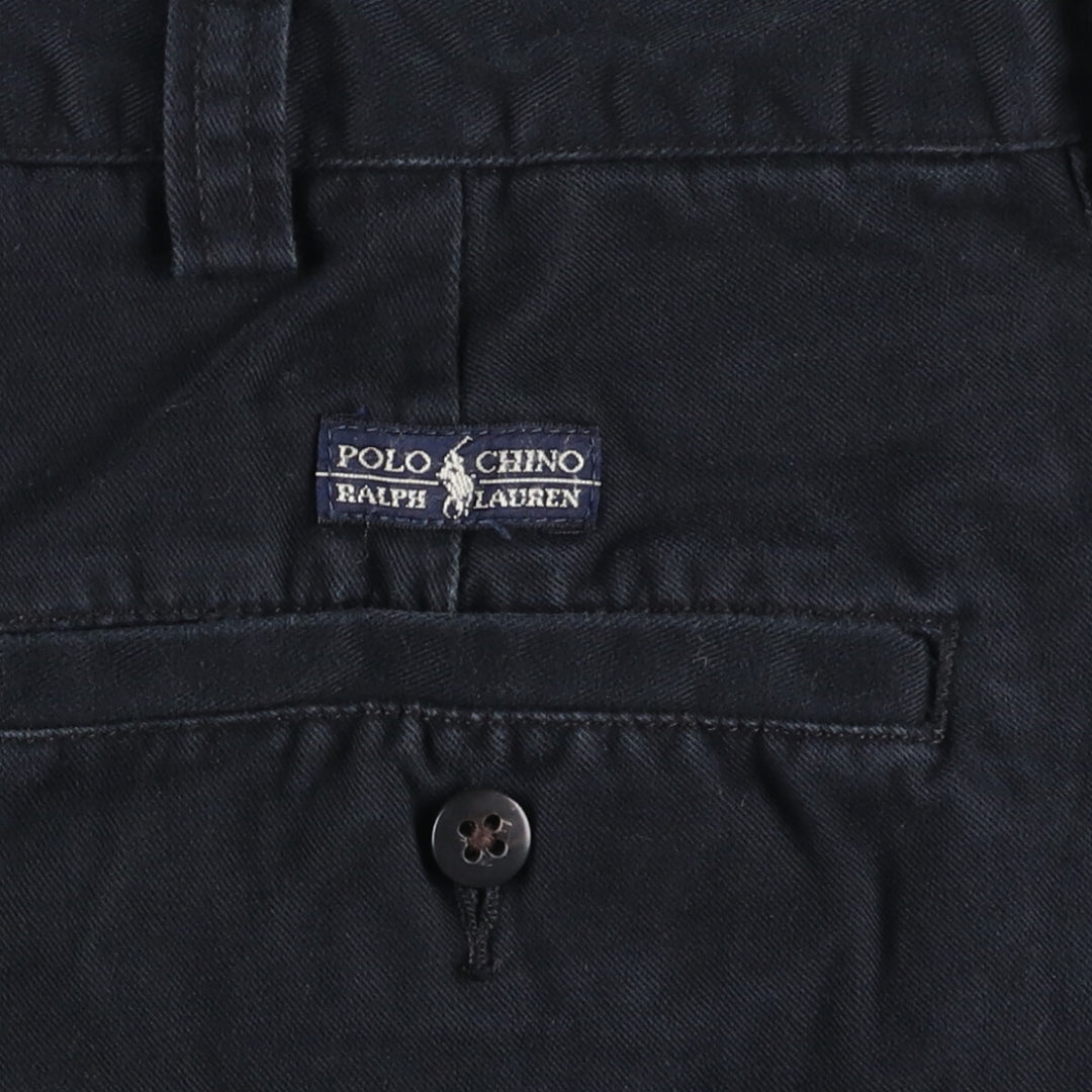 Ralph Lauren POLO by Ralph Lauren CHATFIELD PANT, two-pleat chino pants, men's size W35. cotton black type Vintage Second Hand