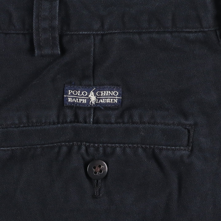 Ralph Lauren POLO by Ralph Lauren CHATFIELD PANT, two-pleat chino pants, men's size W35. cotton black type Vintage Second Hand