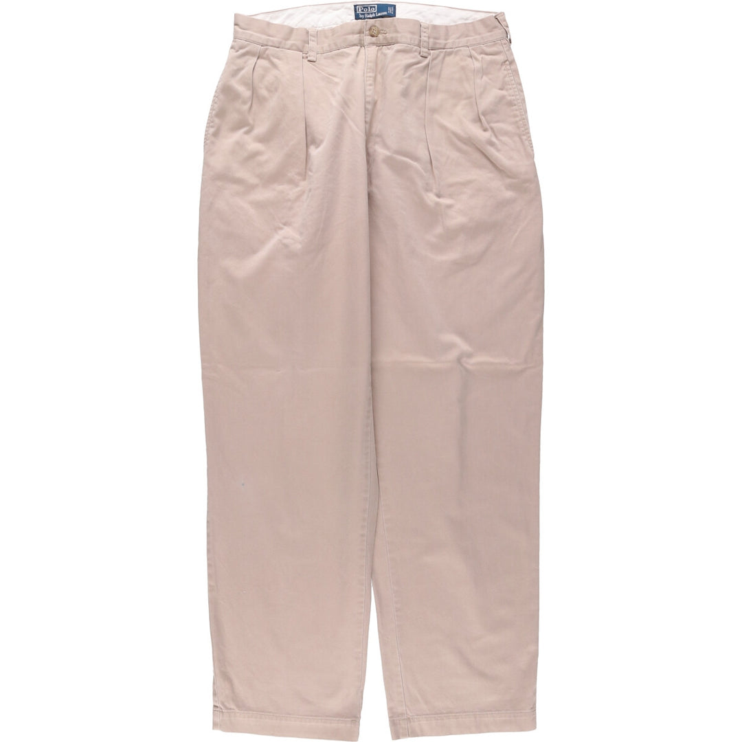 Ralph Lauren POLO by Ralph Lauren ANDREW PANT Two-pleat chino pants for men, equivalent to W34 cotton Beige type Vintage Second Hand