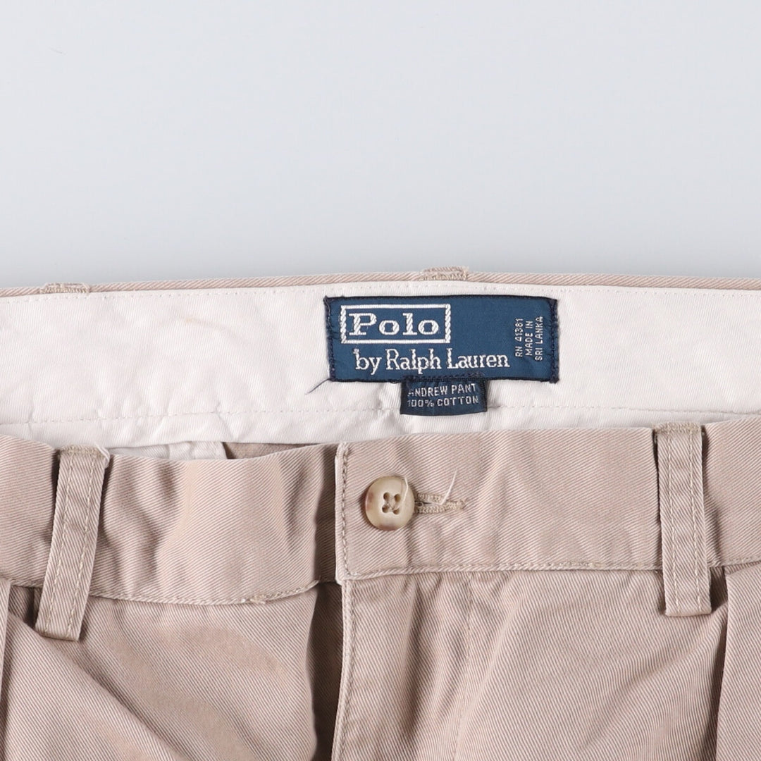 Ralph Lauren POLO by Ralph Lauren ANDREW PANT Two-pleat chino pants for men, equivalent to W34 cotton Beige type Vintage Second Hand