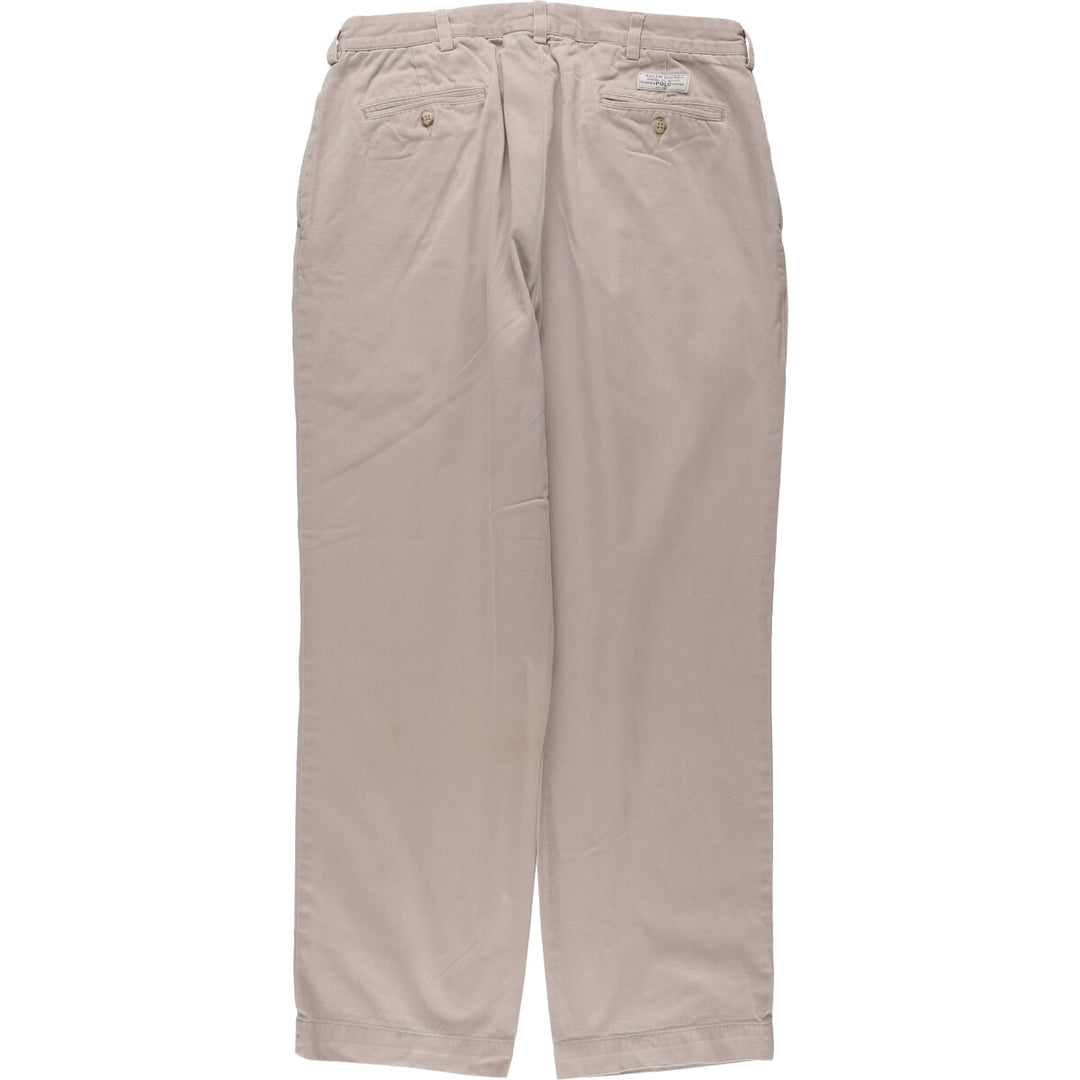 Ralph Lauren POLO by Ralph Lauren Two-pleat Chino Pants for Men, W35 cotton Beige type Vintage Second Hand