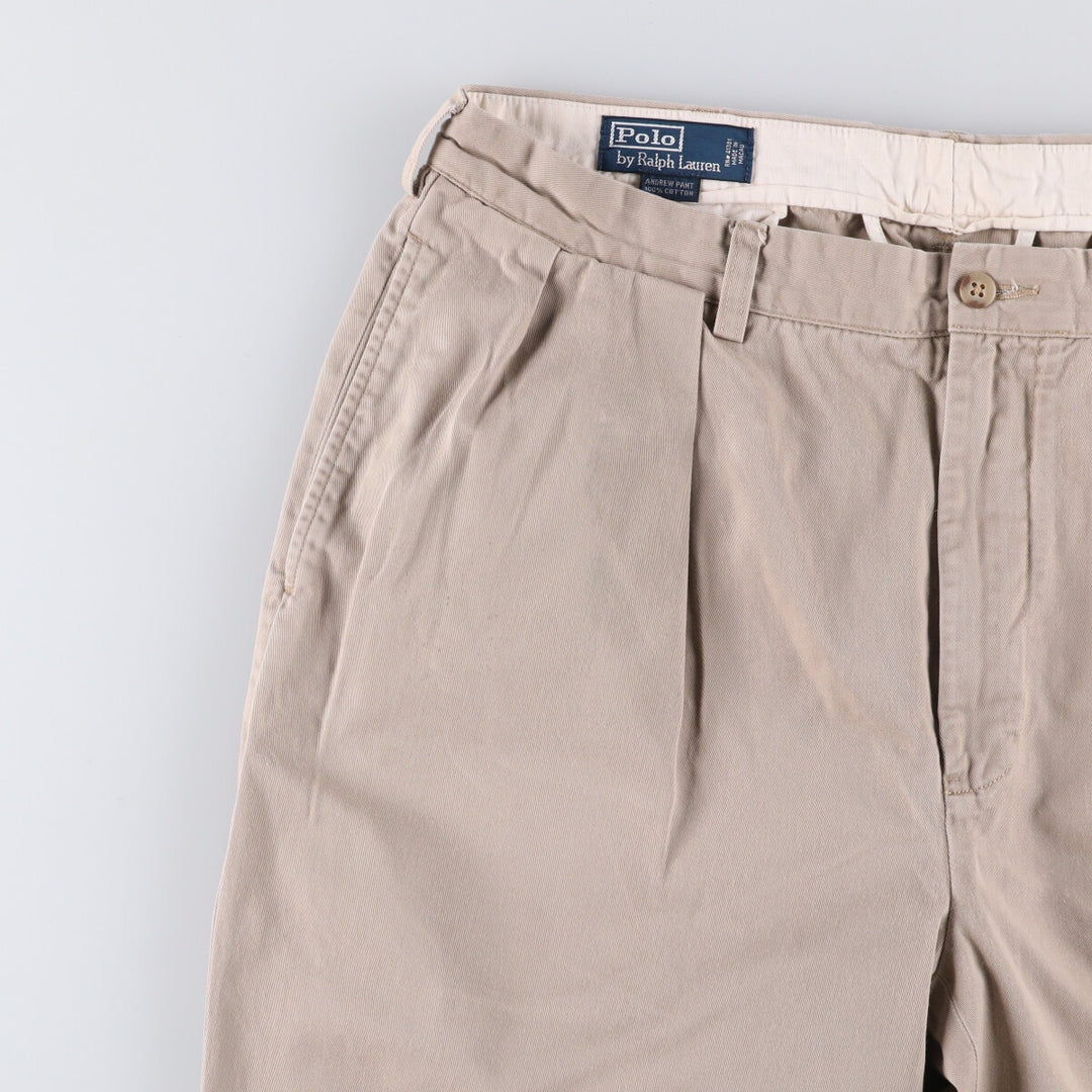 Ralph Lauren POLO by Ralph Lauren Two-pleat Chino Pants for Men, W35 cotton Beige type Vintage Second Hand