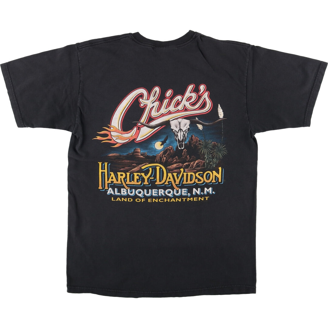 2000'S Harley-Davidson Fire Pattern Motorcycle T-Shirt, Made in USA, Men's Size Medium cotton black type Vintage Second Hand