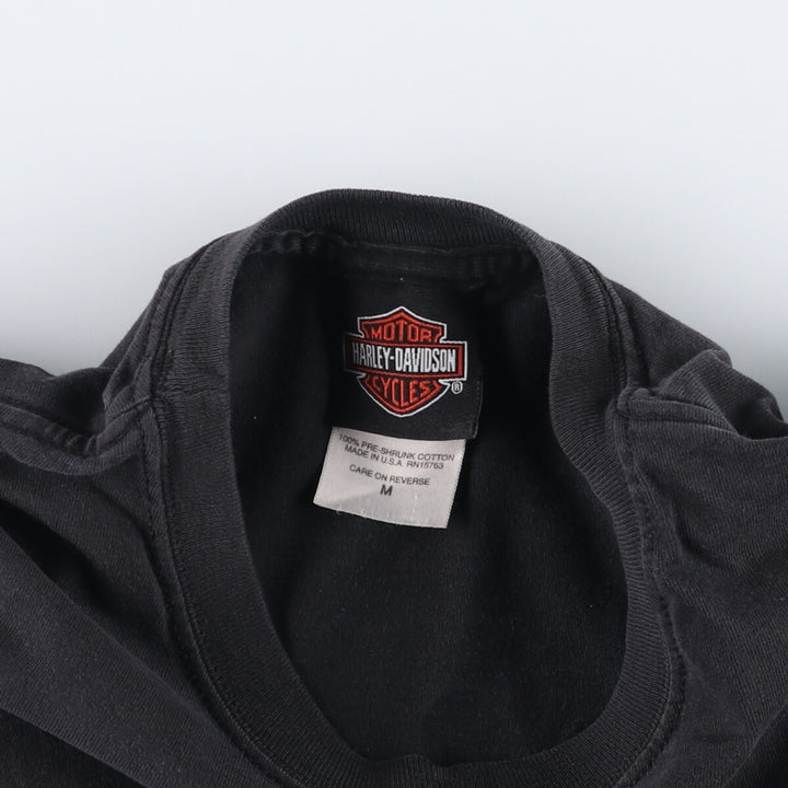 2000'S Harley-Davidson Fire Pattern Motorcycle T-Shirt, Made in USA, Men's Size Medium cotton black type Vintage Second Hand