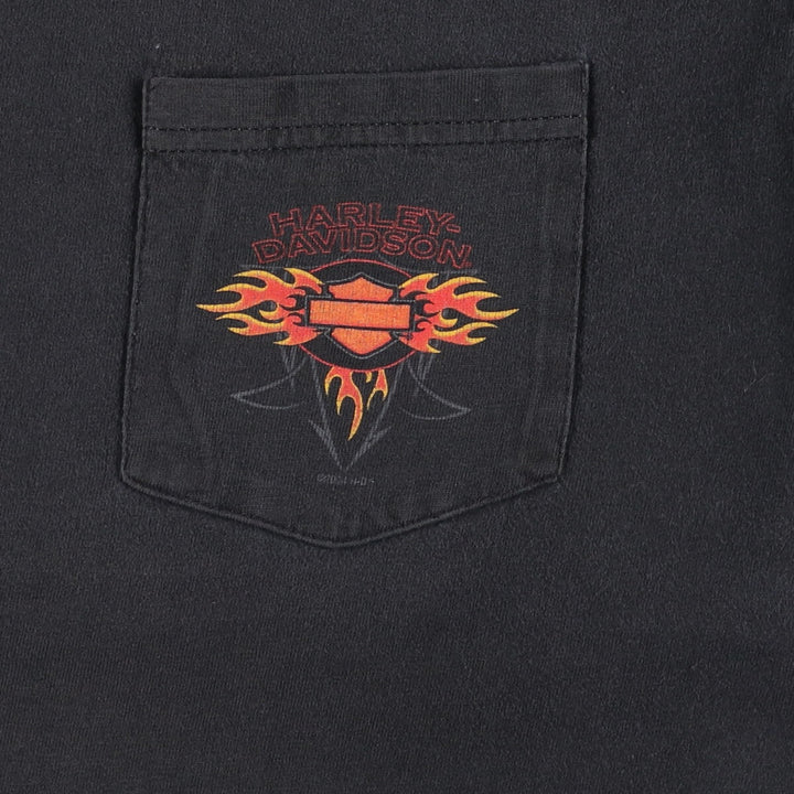 2000'S Harley-Davidson Fire Pattern Motorcycle T-Shirt, Made in USA, Men's Size Medium cotton black type Vintage Second Hand