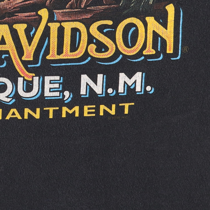 2000'S Harley-Davidson Fire Pattern Motorcycle T-Shirt, Made in USA, Men's Size Medium cotton black type Vintage Second Hand