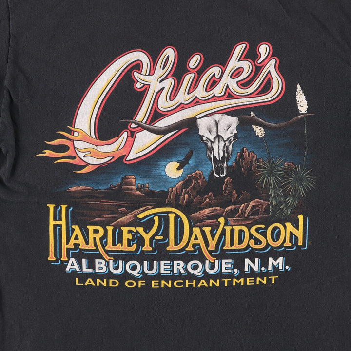 2000'S Harley-Davidson Fire Pattern Motorcycle T-Shirt, Made in USA, Men's Size Medium cotton black type Vintage Second Hand