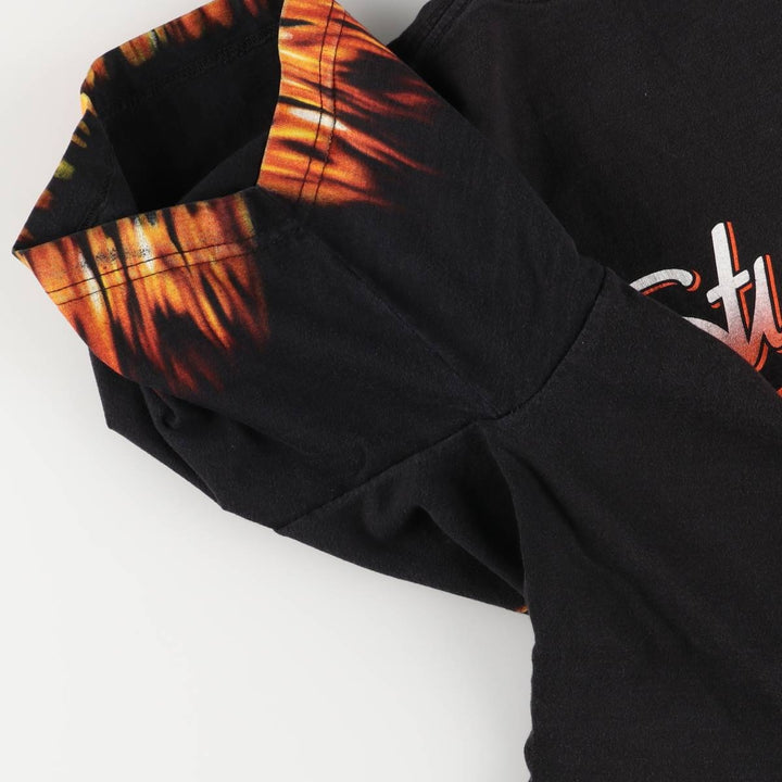 00'S Harley-Davidson Fire Pattern Motorcycle Bike T-Shirt Men's XL cotton black type Vintage Second Hand