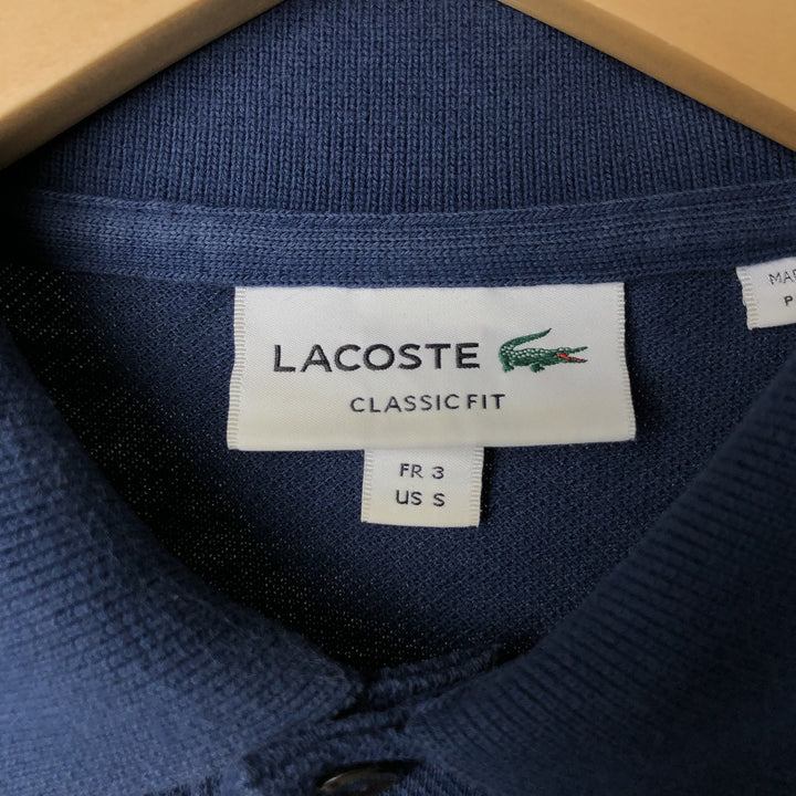 Lacoste Classic Fit short sleeve polo shirt size 5, men's size L cotton navy blue type Vintage Second Hand