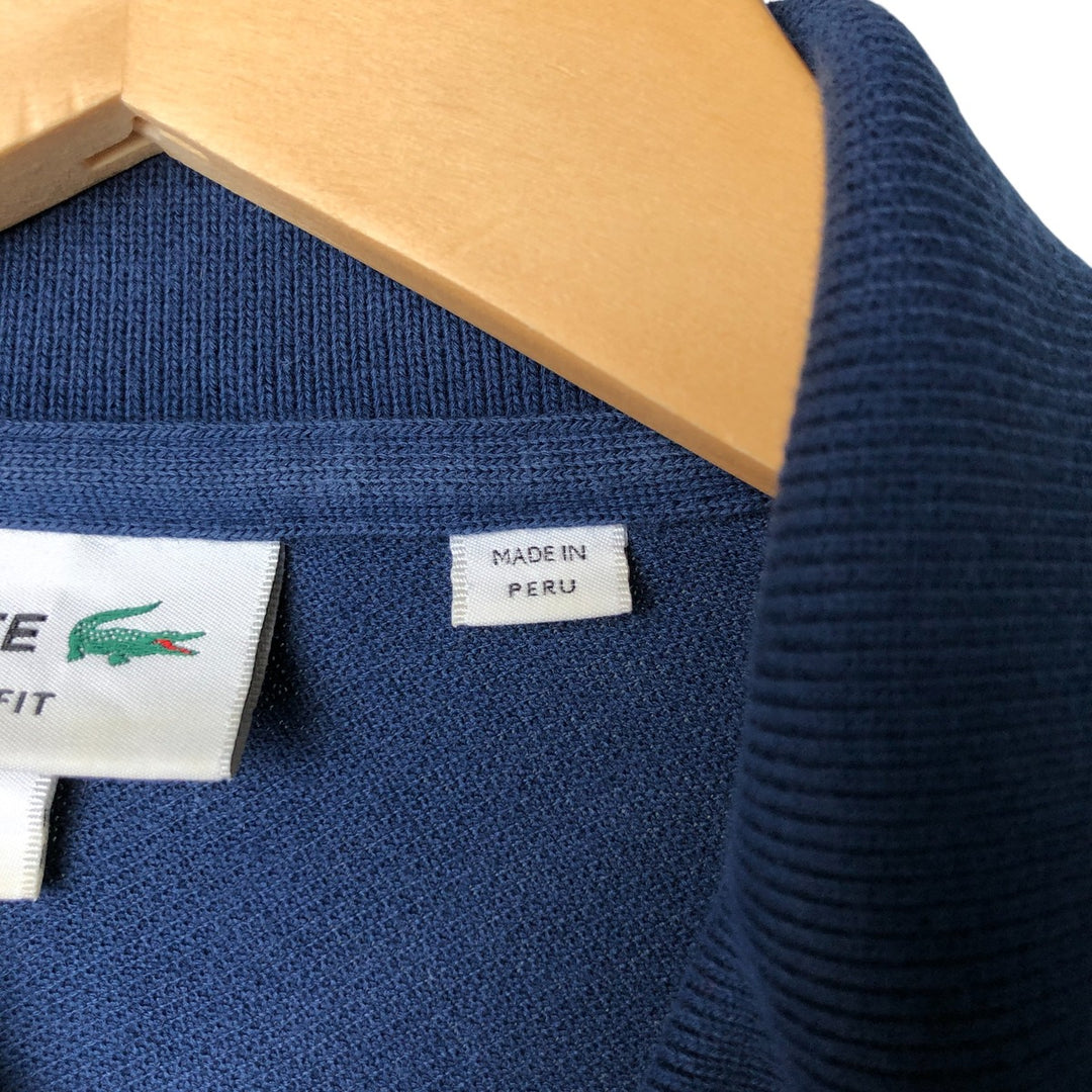 Lacoste Classic Fit short sleeve polo shirt size 5, men's size L cotton navy blue type Vintage Second Hand