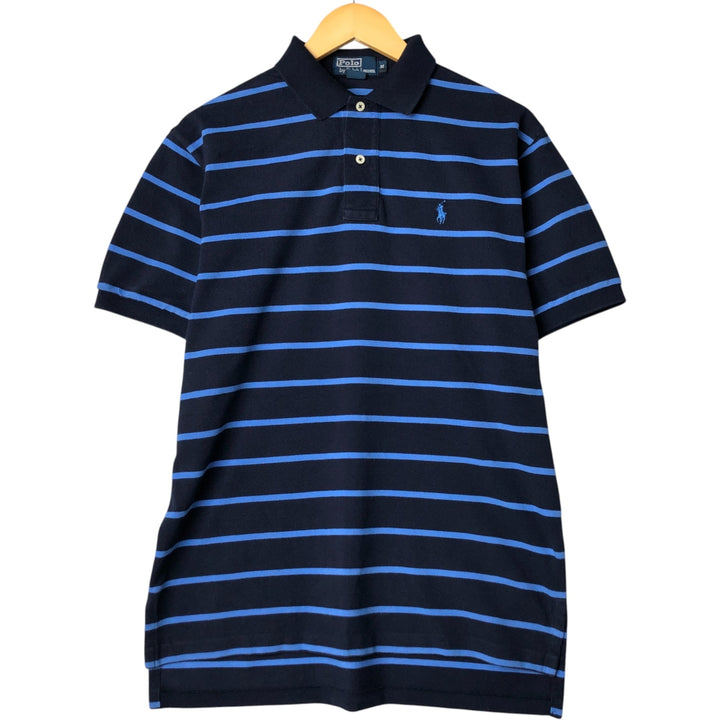 Ralph Lauren POLO by Ralph Lauren short sleeve striped polo shirt, men's size M cotton navy blue type Vintage Second Hand