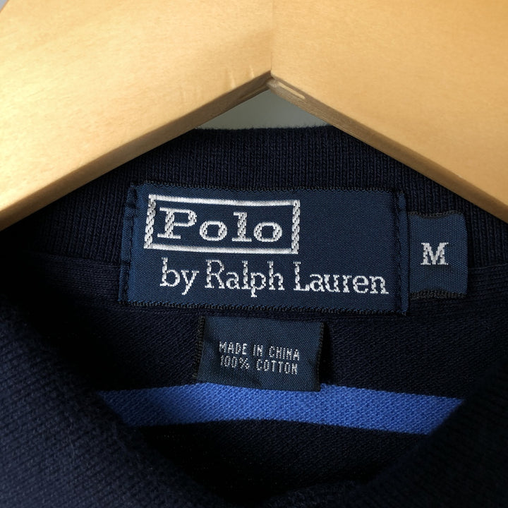 Ralph Lauren POLO by Ralph Lauren short sleeve striped polo shirt, men's size M cotton navy blue type Vintage Second Hand