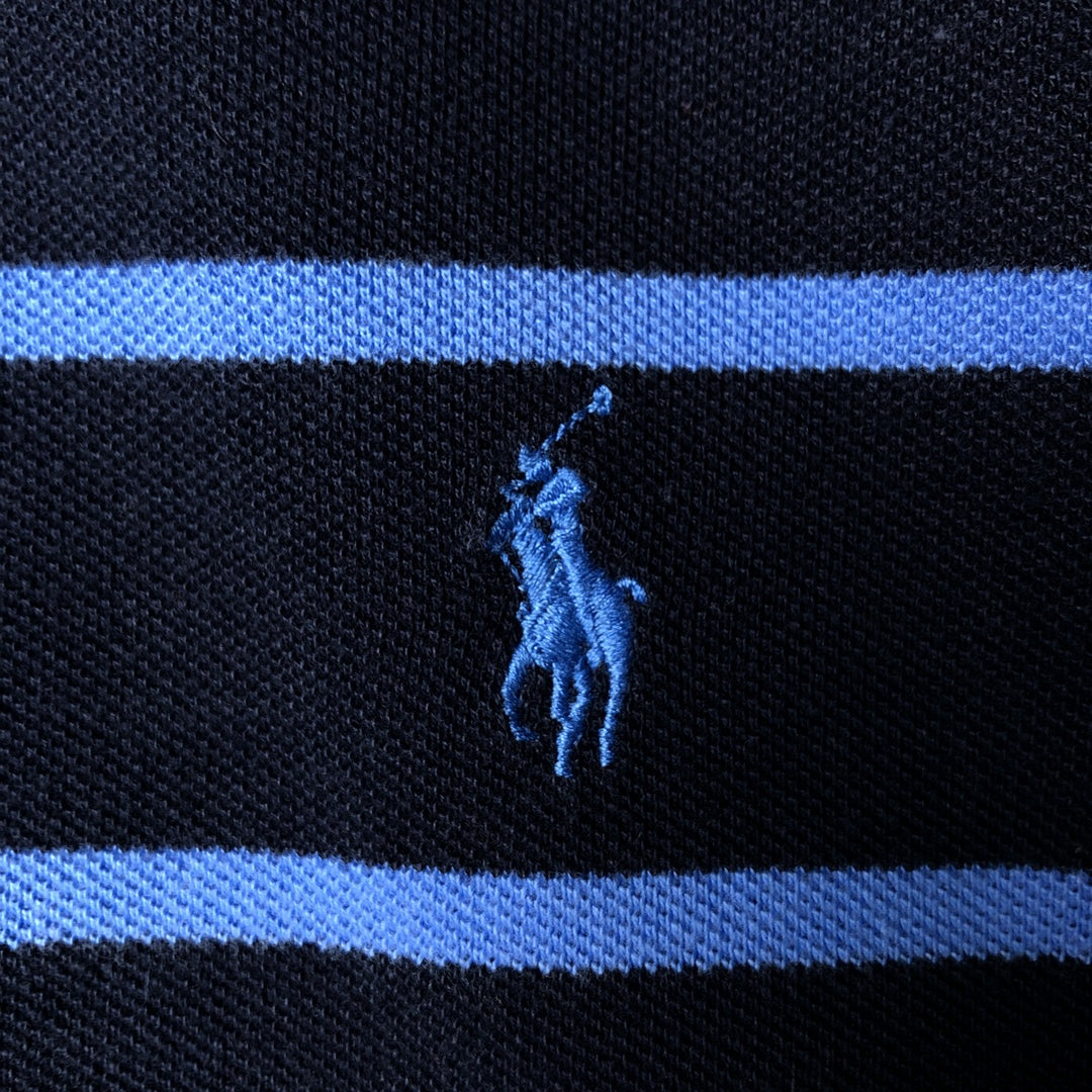 Ralph Lauren POLO by Ralph Lauren short sleeve striped polo shirt, men's size M cotton navy blue type Vintage Second Hand