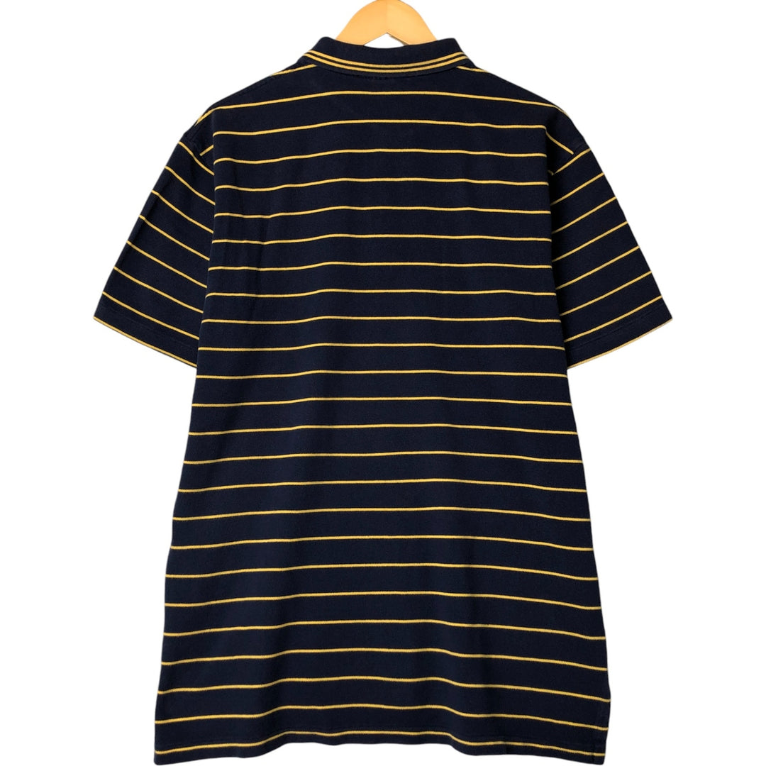 Ralph Lauren POLO by Ralph Lauren short sleeve striped polo shirt, men's XL size cotton navy blue type Vintage Second Hand