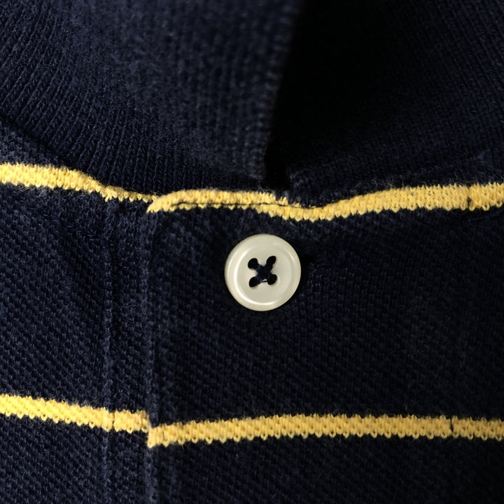 Ralph Lauren POLO by Ralph Lauren short sleeve striped polo shirt, men's XL size cotton navy blue type Vintage Second Hand