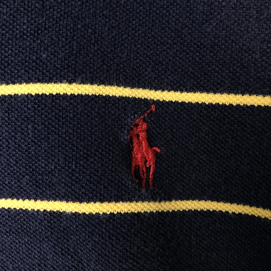 Ralph Lauren POLO by Ralph Lauren short sleeve striped polo shirt, men's XL size cotton navy blue type Vintage Second Hand