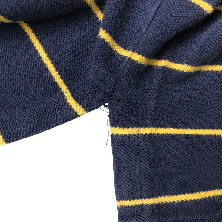 Ralph Lauren POLO by Ralph Lauren short sleeve striped polo shirt, men's XL size cotton navy blue type Vintage Second Hand