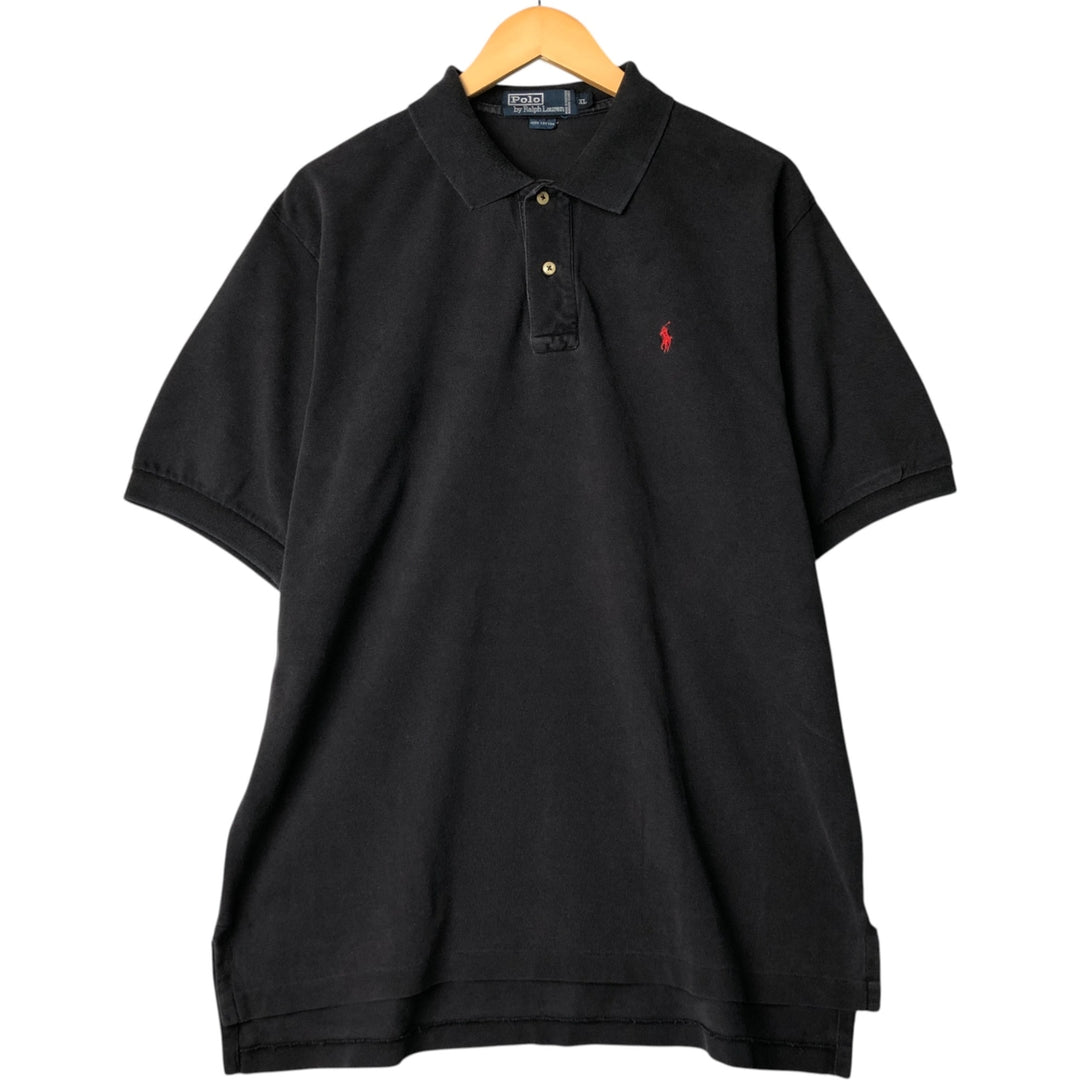 Ralph Lauren POLO by Ralph Lauren short sleeve polo shirt, men's XL size cotton black type Vintage Second Hand