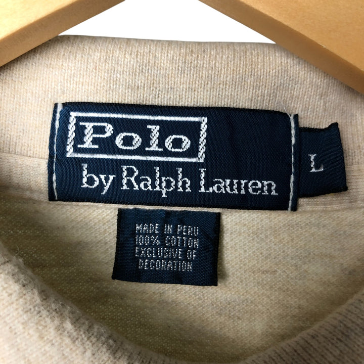 Ralph Lauren POLO by Ralph Lauren short sleeve polo shirt, men's size L cotton unbleached Vintage Second Hand