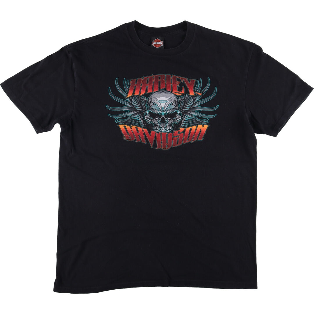 Harley-Davidson Skull Wing Motorcycle T-Shirt, Men's XL cotton black type Vintage Second Hand