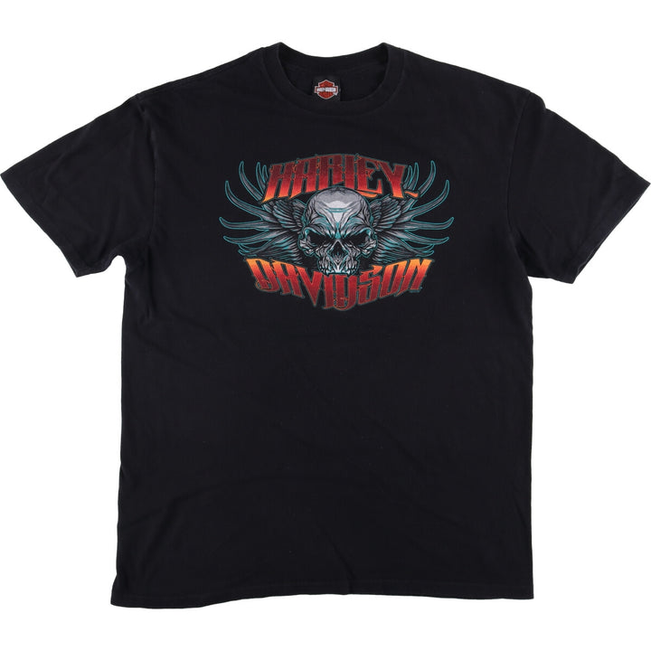 Harley-Davidson Skull Wing Motorcycle T-Shirt, Men's XL cotton black type Vintage Second Hand