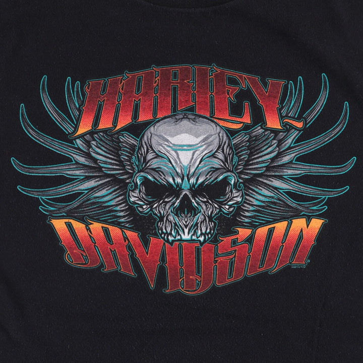 Harley-Davidson Skull Wing Motorcycle T-Shirt, Men's XL cotton black type Vintage Second Hand