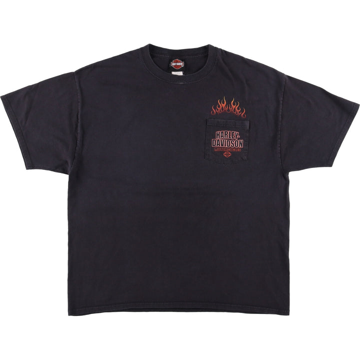 Harley-Davidson Fire Pattern Motorcycle Bike T-Shirt Men's XL cotton black type Vintage Second Hand