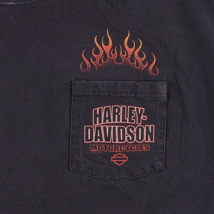 Harley-Davidson Fire Pattern Motorcycle Bike T-Shirt Men's XL cotton black type Vintage Second Hand