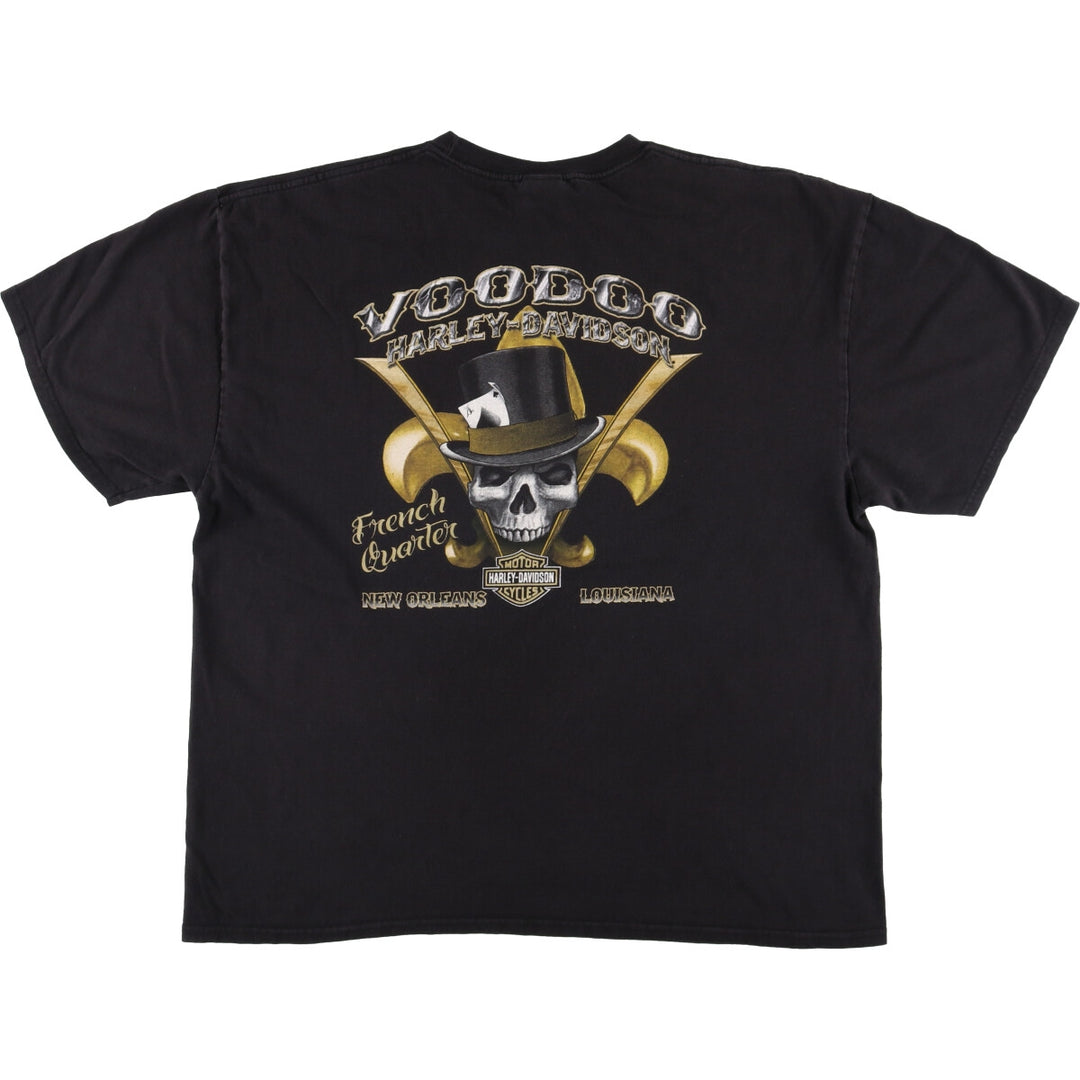 Harley-Davidson Skull Pattern Motorcycle Bike T-shirt Men's XXL cotton black type Vintage Second Hand