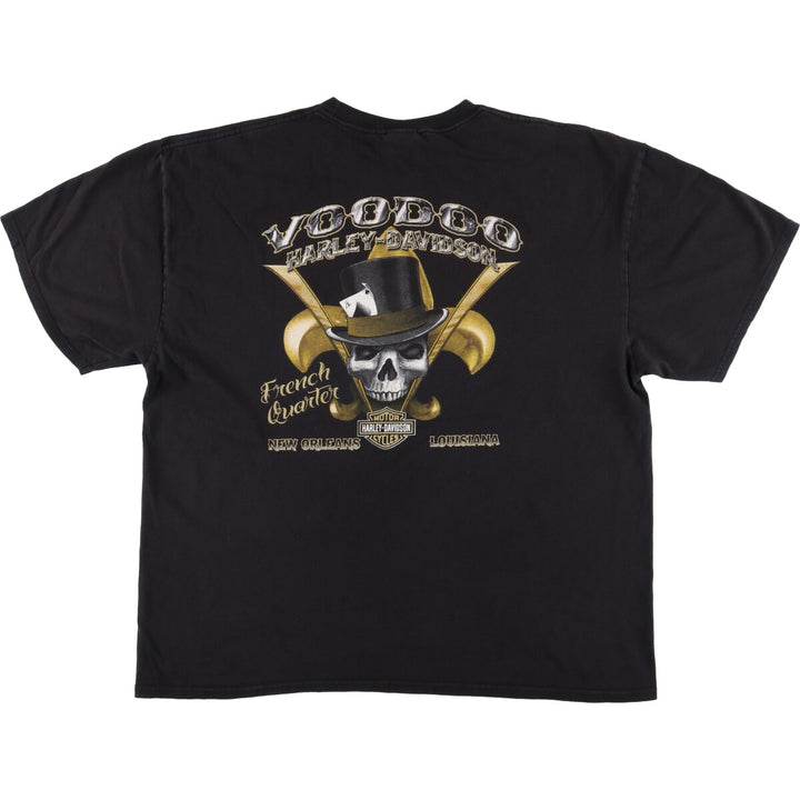 Harley-Davidson Skull Pattern Motorcycle Bike T-shirt Men's XXL cotton black type Vintage Second Hand