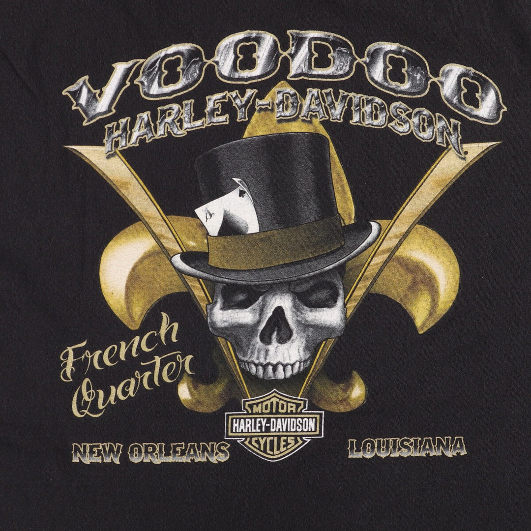 Harley-Davidson Skull Pattern Motorcycle Bike T-shirt Men's XXL cotton black type Vintage Second Hand