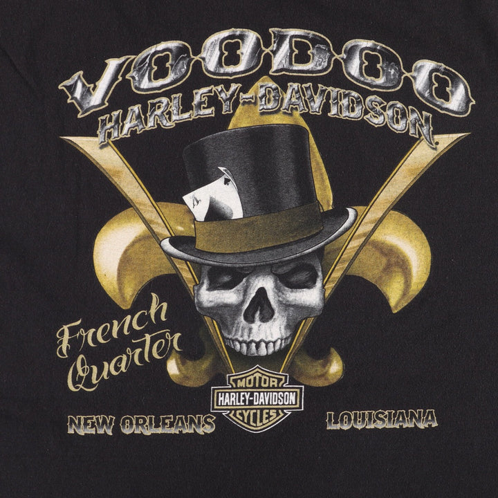 Harley-Davidson Skull Pattern Motorcycle Bike T-shirt Men's XXL cotton black type Vintage Second Hand