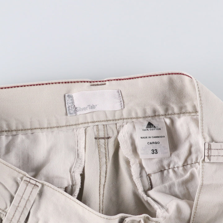 2000'S Levi's SILVER TAB Cargo Shorts, Men's Size 36 cotton Beige type Vintage Second Hand