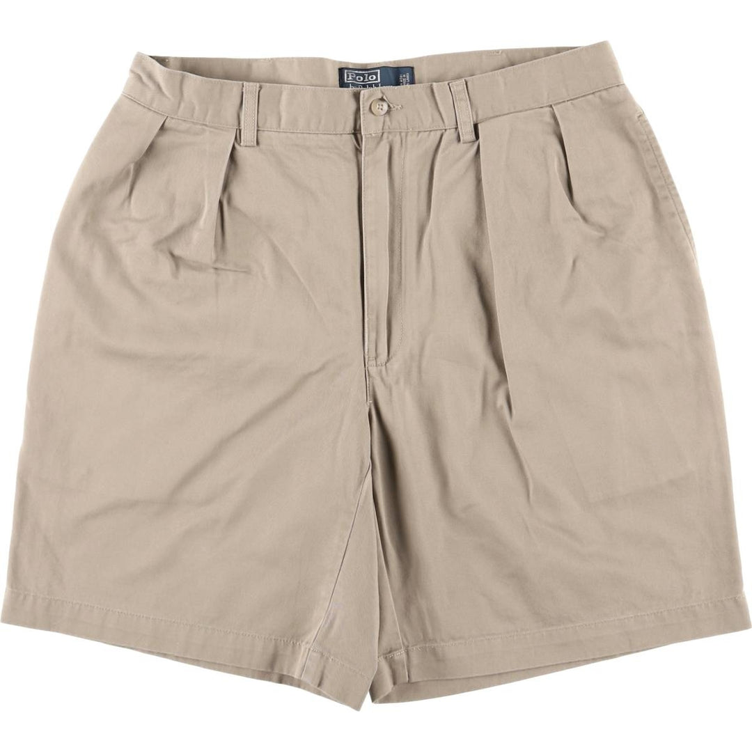 Ralph Lauren POLO by Ralph Lauren TYLER SHORT Two-pleat chino shorts, short pants, men's size W34 cotton Beige type Vintage Second Hand