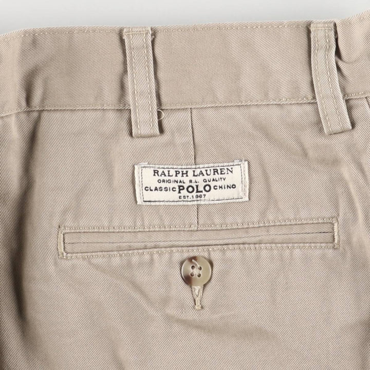 Ralph Lauren POLO by Ralph Lauren TYLER SHORT Two-pleat chino shorts, short pants, men's size W34 cotton Beige type Vintage Second Hand