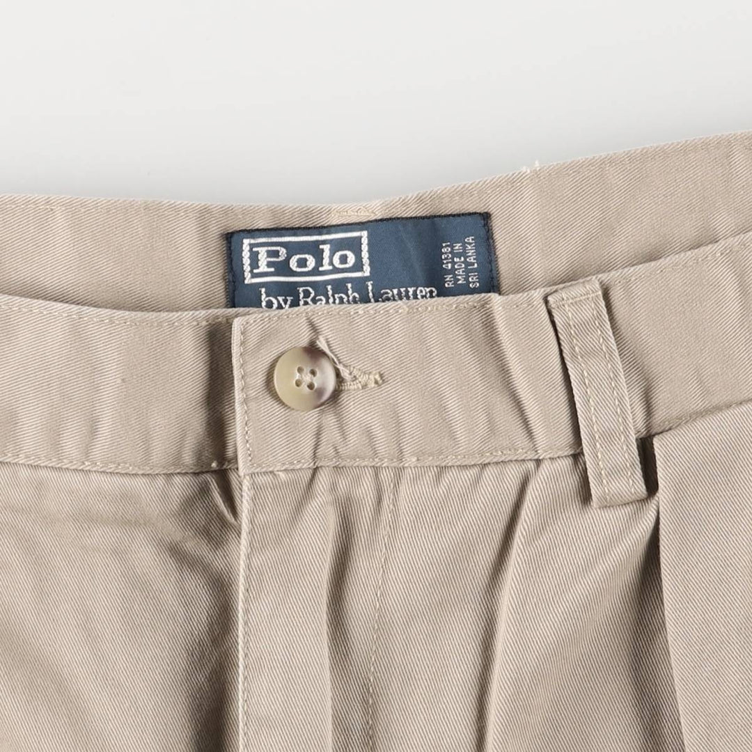 Ralph Lauren POLO by Ralph Lauren TYLER SHORT Two-pleat chino shorts, short pants, men's size W34 cotton Beige type Vintage Second Hand