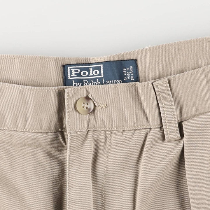 Ralph Lauren POLO by Ralph Lauren TYLER SHORT Two-pleat chino shorts, short pants, men's size W34 cotton Beige type Vintage Second Hand