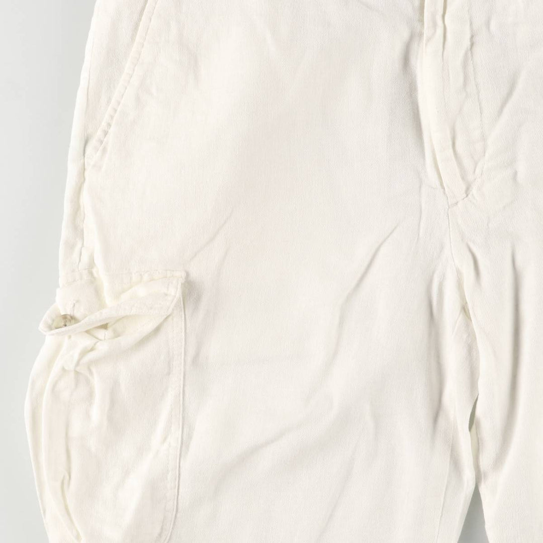 2000'S Perry Ellis Cotton and Linen Cargo Shorts, Men's Size W34 linen white type Vintage Second Hand
