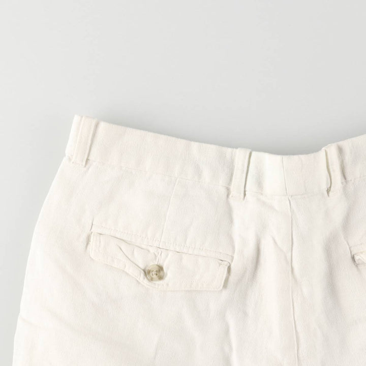 2000'S Perry Ellis Cotton and Linen Cargo Shorts, Men's Size W34 linen white type Vintage Second Hand