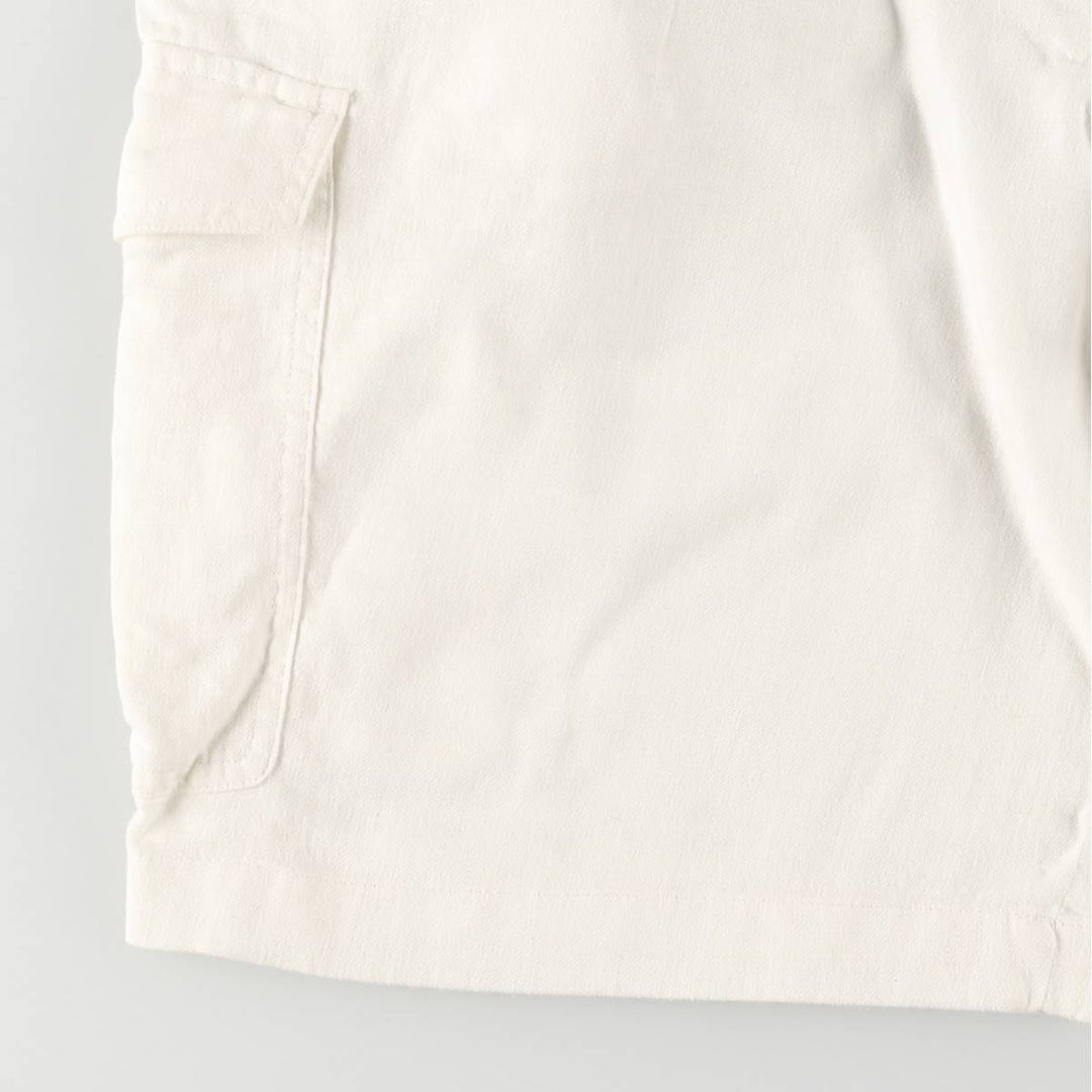 2000'S Perry Ellis Cotton and Linen Cargo Shorts, Men's Size W34 linen white type Vintage Second Hand