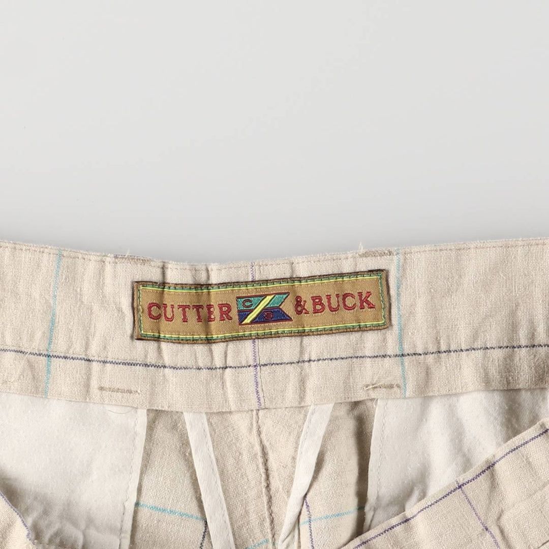 CUTTER and BUCK Check Pattern Shorts, Men's Size W35 unclear Beige type Vintage Second Hand
