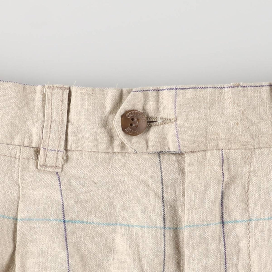 CUTTER and BUCK Check Pattern Shorts, Men's Size W35 unclear Beige type Vintage Second Hand