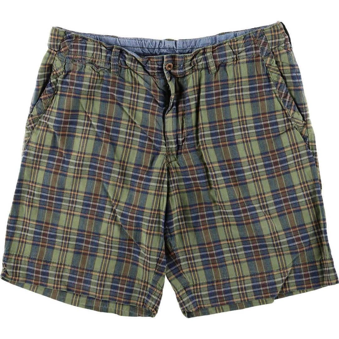 Ralph Lauren POLO by Ralph Lauren Check Pattern Cotton Shorts, Men's Size Medium cotton Khaki type Vintage Second Hand