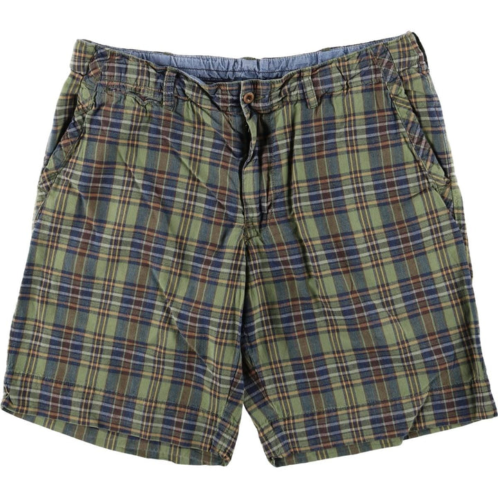 Ralph Lauren POLO by Ralph Lauren Check Pattern Cotton Shorts, Men's Size Medium cotton Khaki type Vintage Second Hand