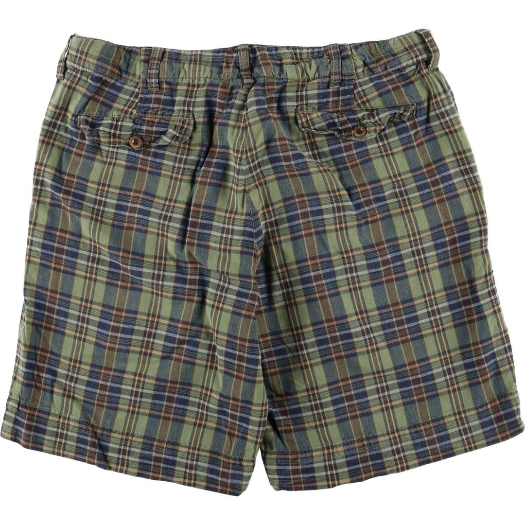 Ralph Lauren POLO by Ralph Lauren Check Pattern Cotton Shorts, Men's Size Medium cotton Khaki type Vintage Second Hand