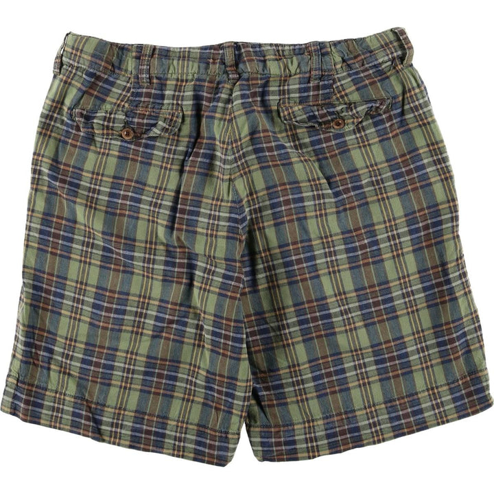 Ralph Lauren POLO by Ralph Lauren Check Pattern Cotton Shorts, Men's Size Medium cotton Khaki type Vintage Second Hand